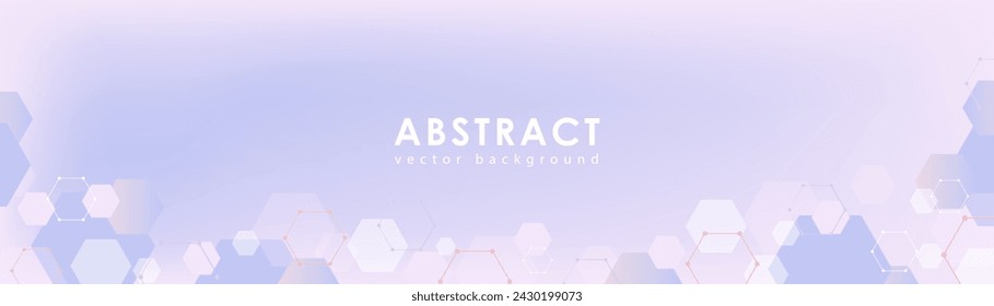 Abstract vector light purple background with hexagons. Geometric design with chemical elements.