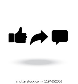 Abstract vector like comment share icon set. Social network signs vector icon.