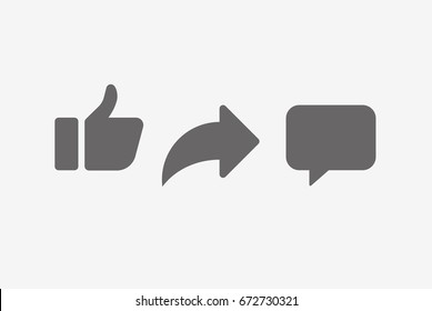 Abstract vector like comment share icon set. Social network signs.