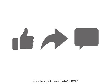 Abstract vector like comment share icon set. Social network signs.