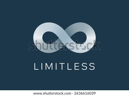 Abstract Vector Limitless Infinite Symbol Logo Template. Infinity Loop Minimalist Sign on a Dark Background. Endless Eight Shape Mobius Ribbon Emblem Concept Negative Space Illustration. Isolated