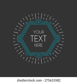 Abstract Vector Line Art Floral Decoration Logo Frame. Design Template