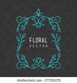 Abstract Vector Line Art Floral Decoration Frame. Design Template