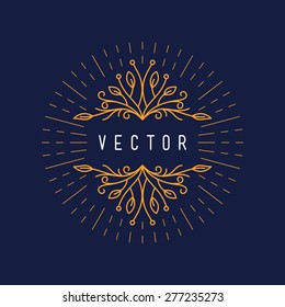 Abstract Vector Line Art Floral Decoration Frame. Design Template