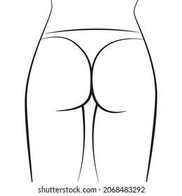 Abstract vector line art illustration of a female buttocks in underwear