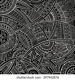 Abstract vector line art tribal decorative ethnic dark background