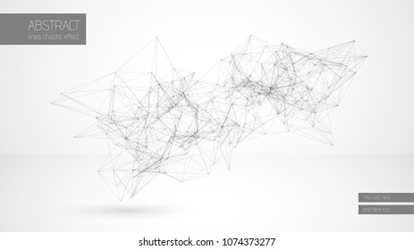 Abstract vector line cloud geometrical construction connected lines white background. Minimalistic geometric structure. Graphic plexus wallpaper. Science, medicine, technology concept. Network