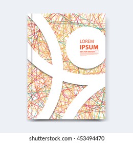 Abstract vector line design for cover, poster, banner, flayer, business card, magazine annual report, title page, brochure template layout or booklet .A4 size with geometric shapes on white background