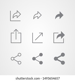 Abstract Vector Line And Flat Icons Design Of Share Symbols. Social Network Signs.