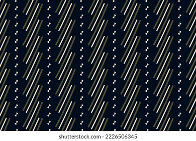 Abstract vector line shape pattern geometric motif basic continuous ornate background. Modern fabric design textile swatch ladies dress, man shirt all over block print. Black blue, white color palette