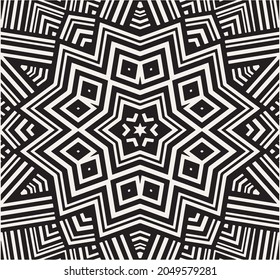 Abstract vector line stripes, Optical art black, and white striped wavy background.Seamless geometric pattern with stripes.Geometric tile in op art. Futuristic and vibrant design, Illusive vector back