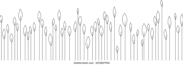 Abstract vector linear grass. Tall stalks of grass with large leaves. A simple flat field.