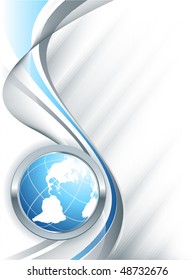 abstract vector lines with globe and copy space for your text