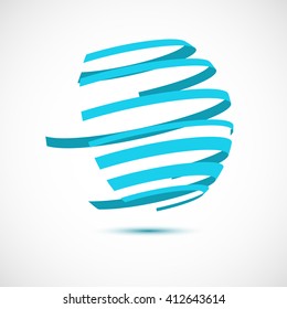Abstract vector lines. Logo for Business, Technology symbol, Corporation sign. 3d sphere