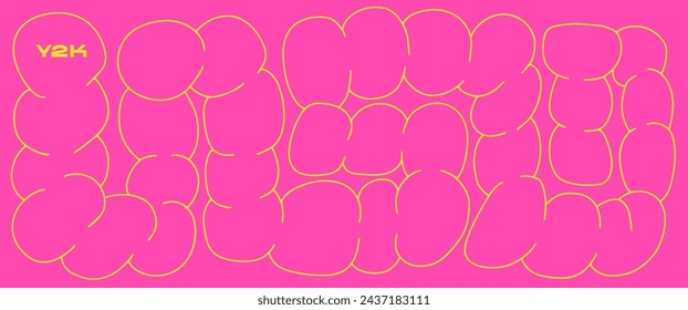 Abstract vector liquid organic blobs chain. Irregular shape liquid long element. Random cute childish wavy splodge form. Pink smooth pebble stone shape. Irregular oval abstract fluid amoeba figure