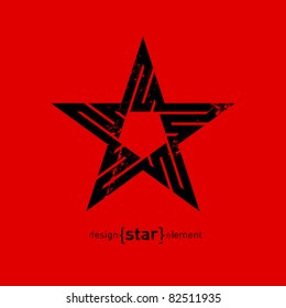 Abstract vector logo black star with grunge effect, corporate design element 