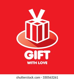 Abstract vector logo box with gifts. Design element
