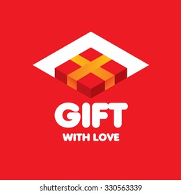 Abstract vector logo box with gifts. Design element
