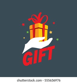 Abstract vector logo box with gifts. Design element