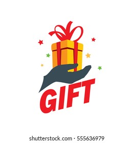 Abstract vector logo box with gifts. Design element