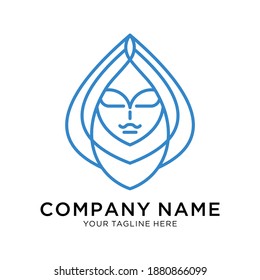 Abstract vector logo and brand design template in minimal linear trendy style, emblem for beauty and cosmetics studios - portrait of woman, face of beautiful woman - badge for makeup artist, fashion