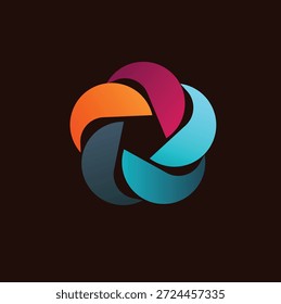 Abstract vector logo colorful spinning circles dynamic shape design business identity concept symbol