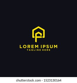 Abstract vector logo combines house and the letter F.