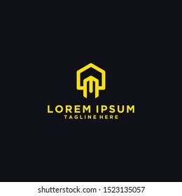 Abstract vector logo combines house and the letter M.
