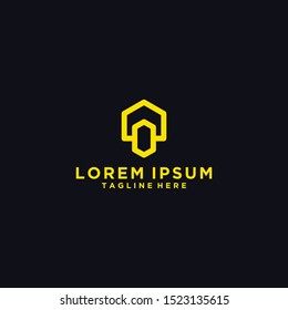 Abstract vector logo combines house and the letter O.