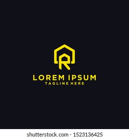 Abstract vector logo combines house and the letter R.
