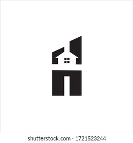 Abstract vector logo combines house and the letter H.