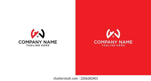 Abstract vector logo combines house and the letter H.