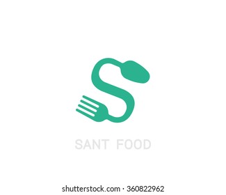 Abstract vector logo in a contemporary style. Fork and spoon form the letter S, Restaurants, high-quality natural food.