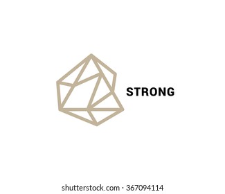 Abstract Vector Logo In A Contemporary Style. Stone, Geometric Shapes, Thin Line.
