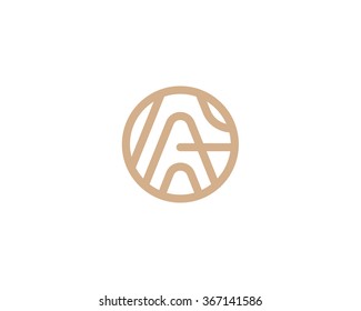 Abstract vector logo in a contemporary style. Fashion and Beauty, wooden texture, letter A.