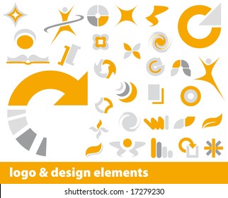 Abstract vector logo and design elements in orange and grey