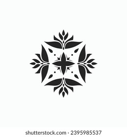 Abstract vector logo design florist tile with leaves. Vector illustration
