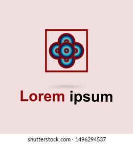 Abstract vector logo design. Logo with full color mix circles concept 
with five circle elements shapes in red box. Use for business 
company or for organization. Vector eps 10