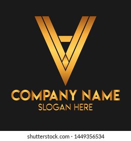 Abstract vector logo design. Golden shape and monochromatic one. Abstract emblem, design concept, logo, logotype element for template. Eps 10