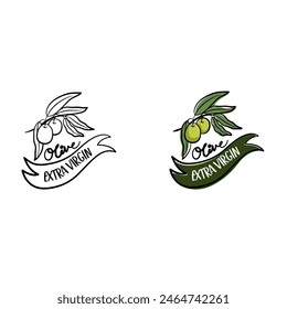 Abstract vector logo design with hand drawn. Organic Food , Natural products. Minimal boho style.