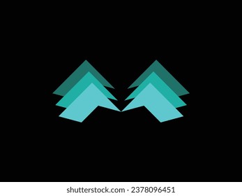 abstract vector logo design of the letter M forming a mountain with a modern smooth gradient color concept