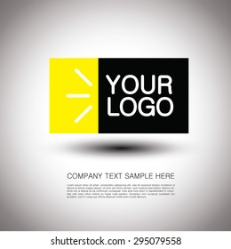 Abstract vector logo design with rays, rectangles and text space on light background with shadow. Geometric shapes. Business logo insignia template. Good for any company identity.
