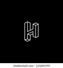 Abstract Vector Logo Design Template. Creative 3d H HH Concept Icon.