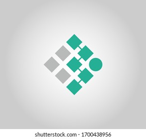 Abstract vector logo design template for business. Innovation sign. Dotted and square shapes. Logotype template technology.