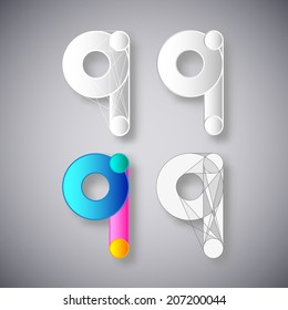Abstract Vector Logo Design Template. Creative White and Color Concept Icons. Combination of Letter Q