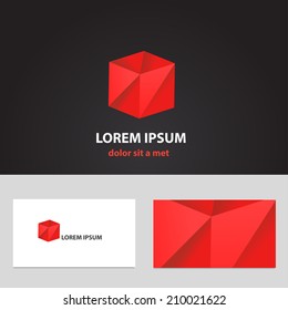 Abstract vector logo design template with business card