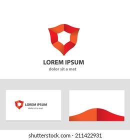 Abstract vector logo design template with business card