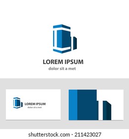 Abstract vector logo design template with business card