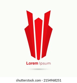 Abstract vector logo design template. Red stripes.