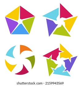 Abstract vector logo design template. Symbols of rotation, fan, pinwheel.